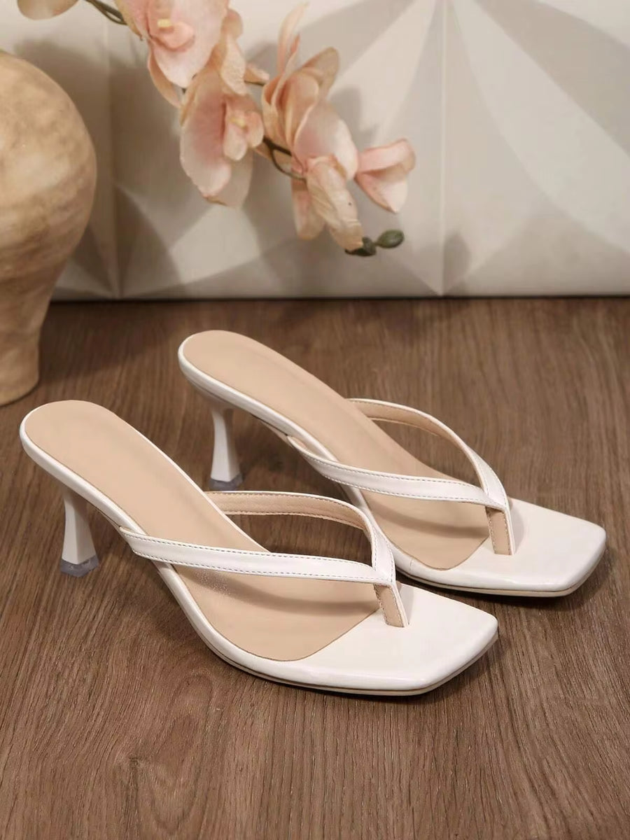 Women's Strappy Heels Sandals Slides Shoes Flip Flops Heels Kitten Heels Sandals Square Open Toe For Summer Casual Vacation Work Daily Wear